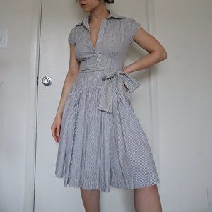 NORMA KAMALI Pinstripe Shirt Dress White Size XS